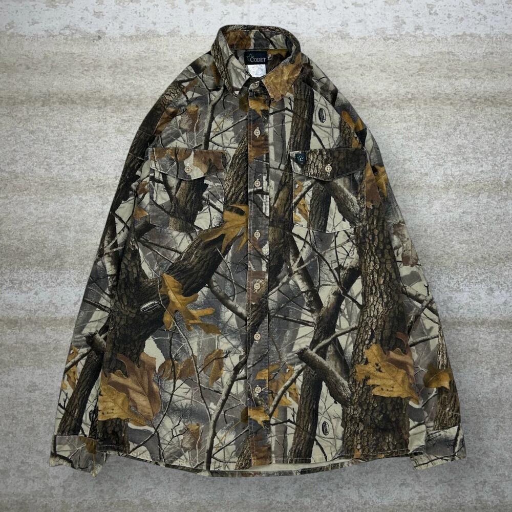 Vintage 90s Realtree Button Up Shirt Mens L Hunting Camo Long Sleeve Woodland
